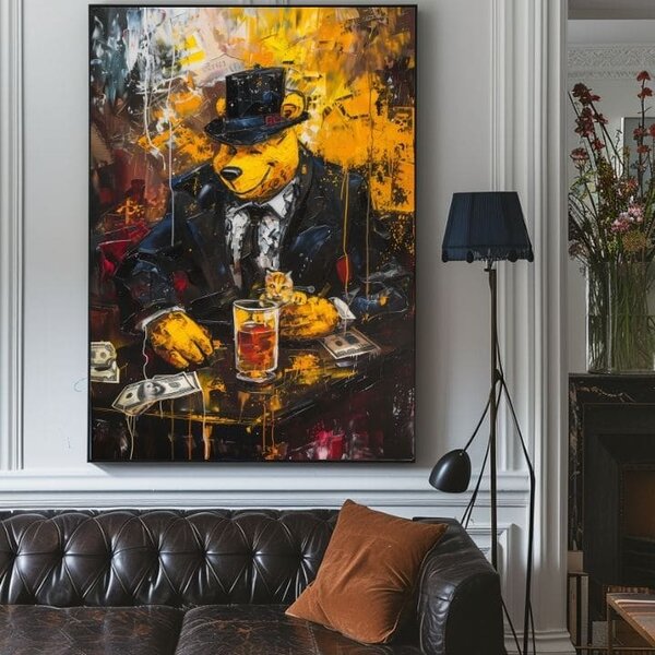 Tablou de perete MAFIA BOSS BEAR | finisată de mâna artistului - 60x90 cm