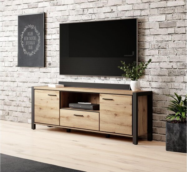 Masă TV/ dulap Armin Typ 41 (stejar taurus + negru mat). Promo -15%. 1044567
