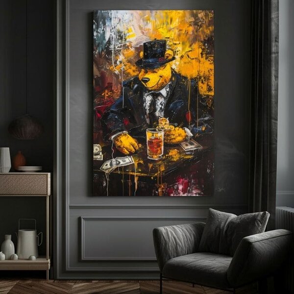 Tablou de perete MAFIA BOSS BEAR | finisată de mâna artistului - 60x90 cm