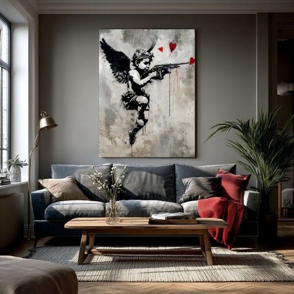Tablou de perete LOVE HUNTER pe panza | Structură pictată - 40x50 cm