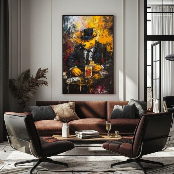 Tablou de perete MAFIA BOSS BEAR | finisată de mâna artistului - 60x90 cm