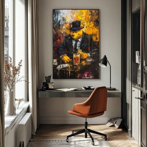Tablou de perete MAFIA BOSS BEAR | finisată de mâna artistului - 60x90 cm