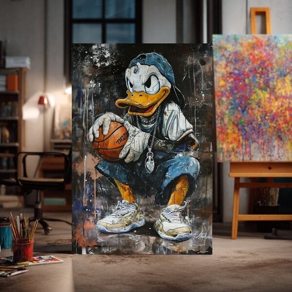 Tablou de perete LEBRON DUCK pe panza | Structură pictată - 60x90 cm