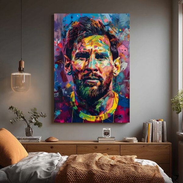 Tablou de perete MESSI VIBES pe panza | Structură pictată - 60x90 cm