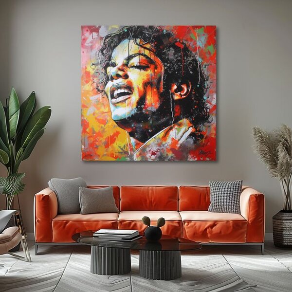 Tablou de perete MICHAEL JACKSON - Vocea generațiilor | finisată de mâna artistului - 60x60 cm