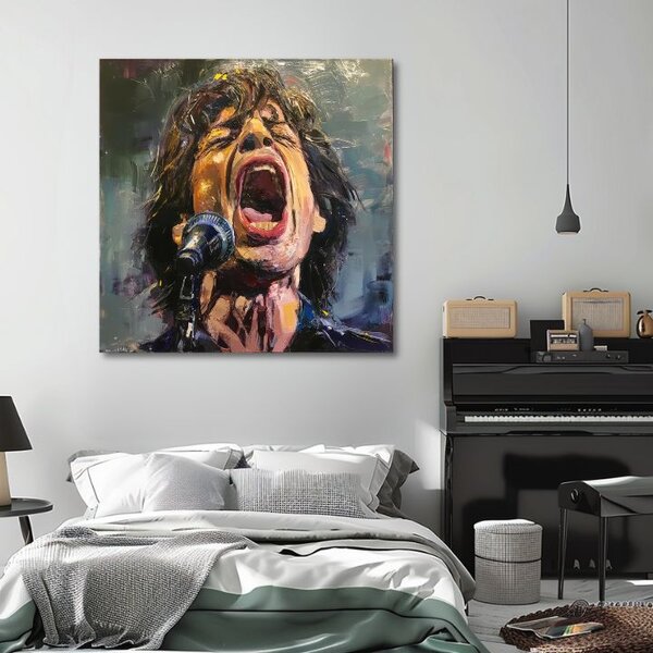 Tablou de perete MICK JAGGER - Legenda pe scenă | finisată de mâna artistului - 60x60 cm