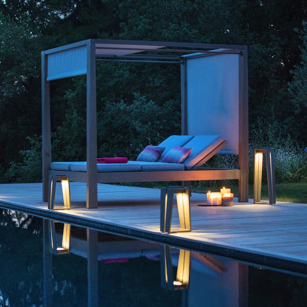 Les Jardins Skaal Lanternă solară cu LED senzor, 65 cm, reglabil, Lemn, Lemn