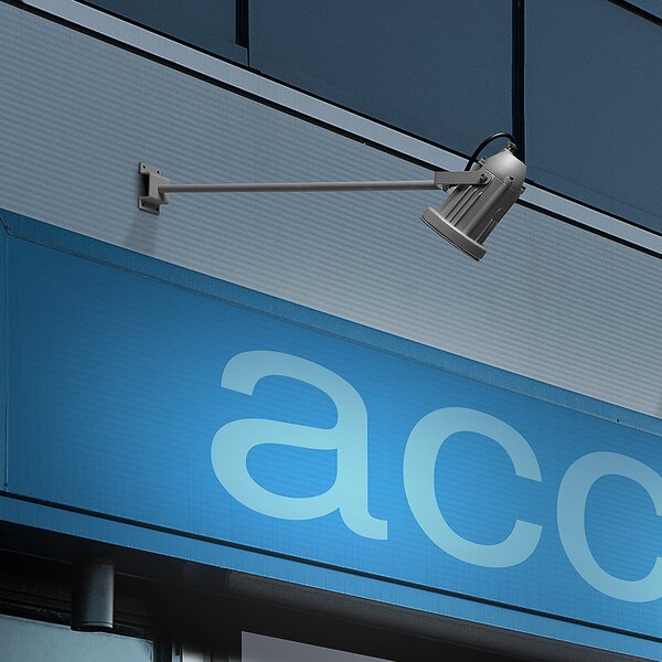 LEDS-C4 Proiector de exterior Helio robust rabatabil gri, Gri, Metal, Spot de perete