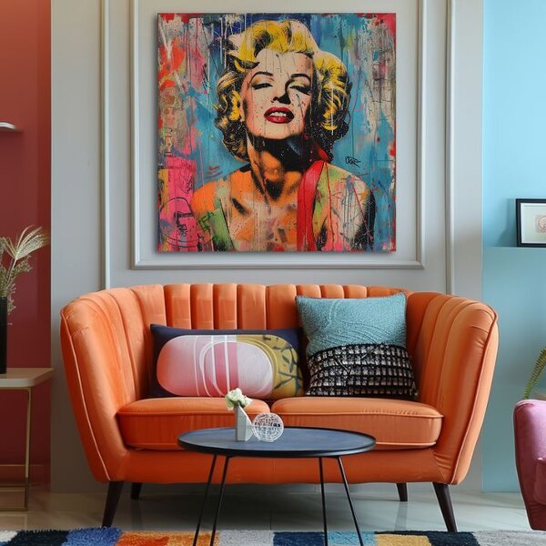 Tablou de perete MARILYN MONROE - Rebel în culori | finisată de mâna artistului - 60x60 cm
