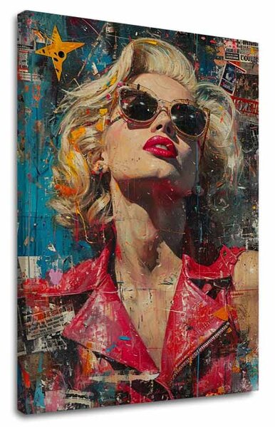 Tablou de perete MARILYN MONROE - Icoană în strălucirea luminilor | finisată de mâna artistului - 60x90 cm