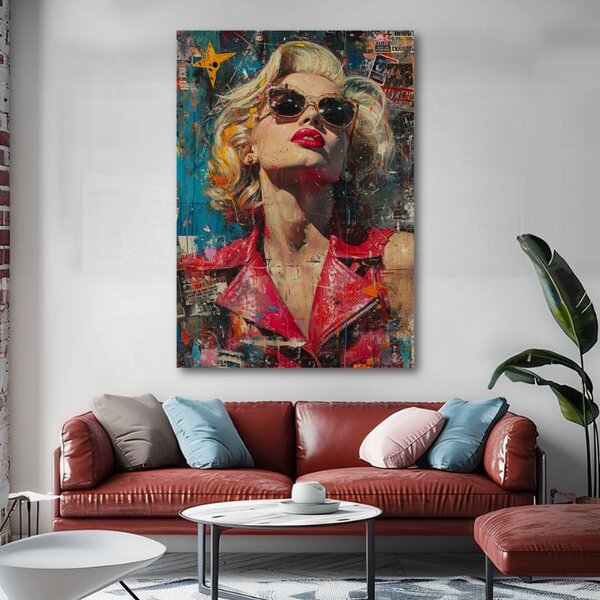 Tablou de perete MARILYN MONROE - Icoană în strălucirea luminilor | finisată de mâna artistului - 60x90 cm