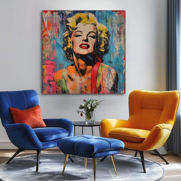 Tablou de perete MARILYN MONROE - Rebel în culori | finisată de mâna artistului - 60x60 cm