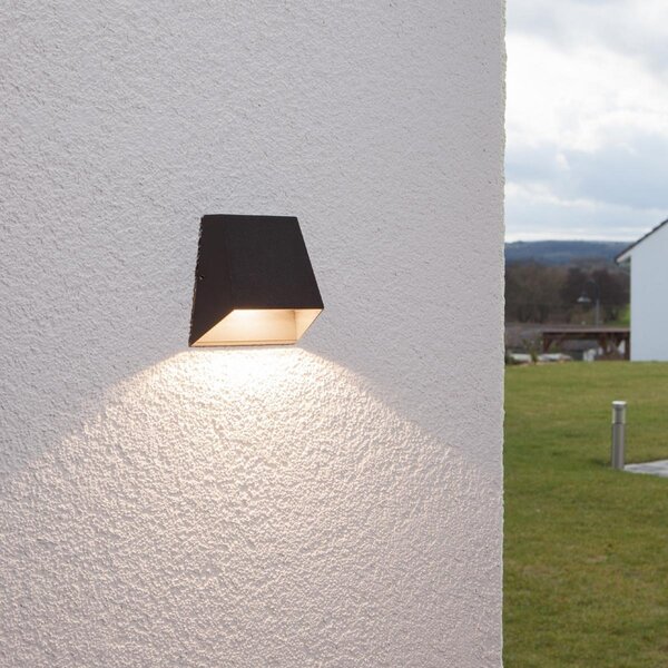 Lucande LED lampă de perete pentru exterior Hanno, antracit, metal, IP54, Negru, Aluminiu, Modern