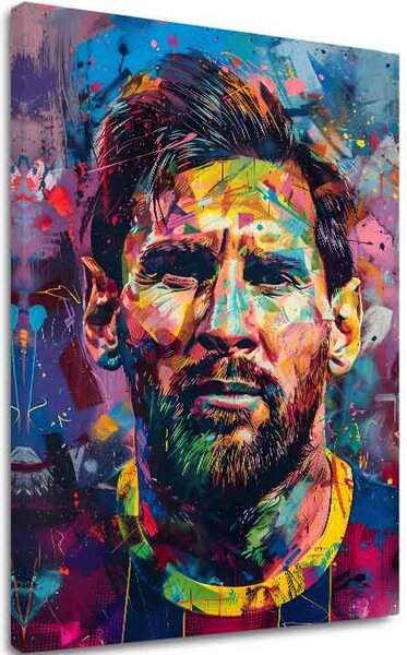 Tablou de perete MESSI VIBES pe panza | Structură pictată - 60x90 cm