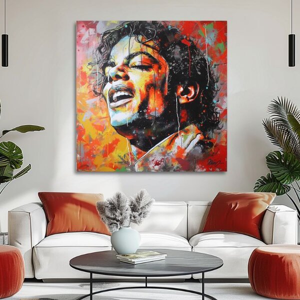 Tablou de perete MICHAEL JACKSON - Vocea generațiilor | finisată de mâna artistului - 60x60 cm