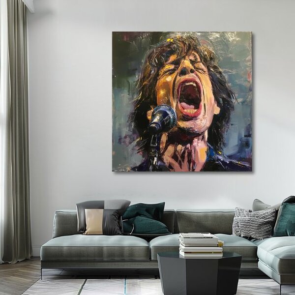 Tablou de perete MICK JAGGER - Legenda pe scenă | finisată de mâna artistului - 60x60 cm