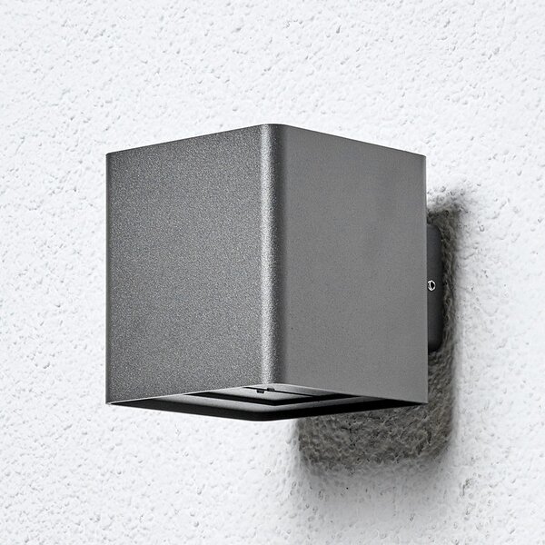Lucande LED lampă de perete pentru exterior Aaron, antracit, IP54, sus/jos, Negru, Metal, Modern, Priză de perete sus / jos