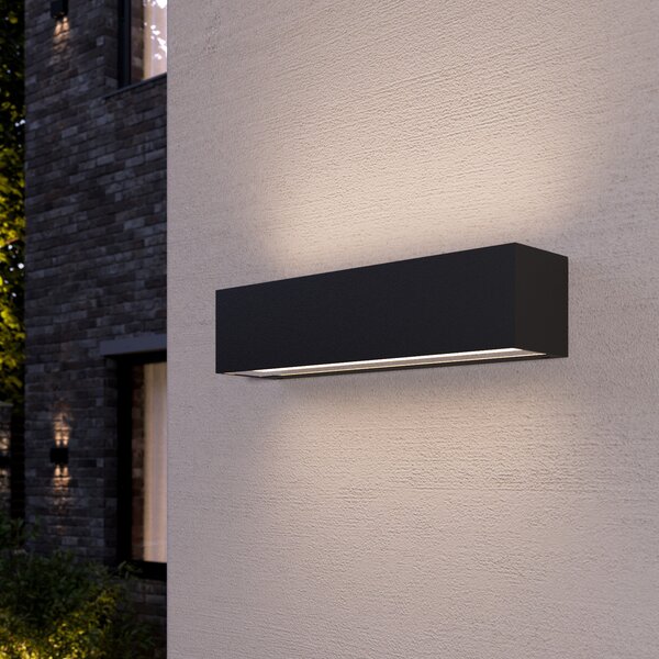Lucande Aplică LED Lengo, 25 cm antracit, sus/jos 3000K, Negru, Metal, Modern