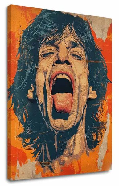 Tablou de perete MICK JAGGER - Puterea scenei rock | finisată de mâna artistului - 60x90 cm