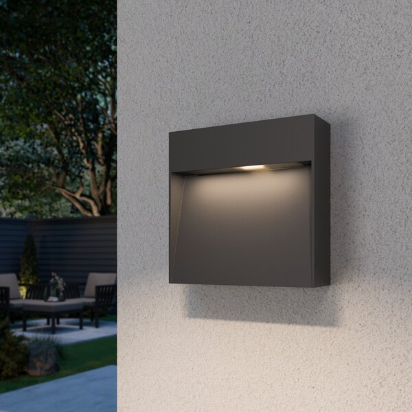 Lucande lampă de perete pentru exterior Noreia, 13 cm, antracit, IP65, G9, reglabil, Negru, Aluminiu, Modern