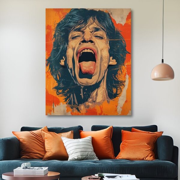 Tablou de perete MICK JAGGER - Puterea scenei rock | finisată de mâna artistului - 60x90 cm