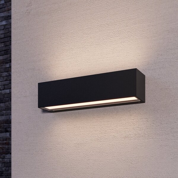 Lucande Aplică LED Lengo, 25 cm antracit, sus/jos 3000K, Negru, Metal, Modern