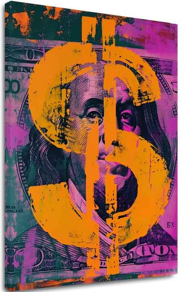Tablou de perete MONEY BENJAMIN pe panza | Structură pictată - 60x90 cm