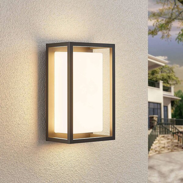 Lucande LED-aparat de iluminat exterior Ilirian, antracit, aluminiu, 15 cm, Negru, Aluminiu, Modern