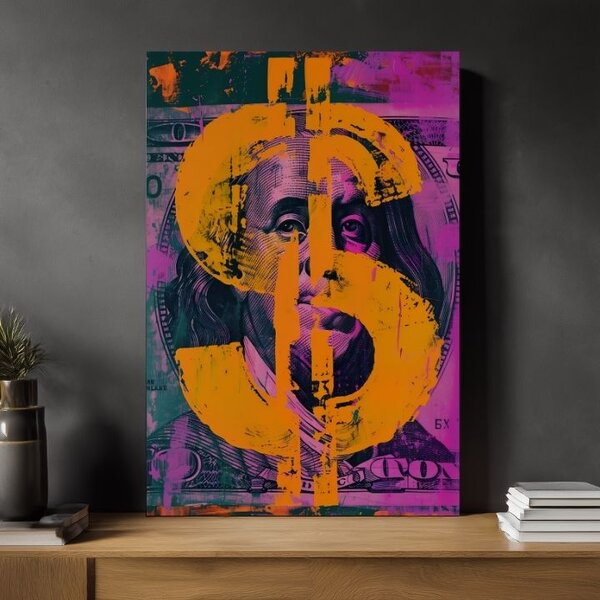 Tablou de perete MONEY BENJAMIN pe panza | Structură pictată - 60x90 cm