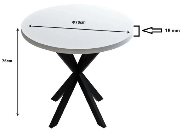 Masă fixă Asterixa rotund negru