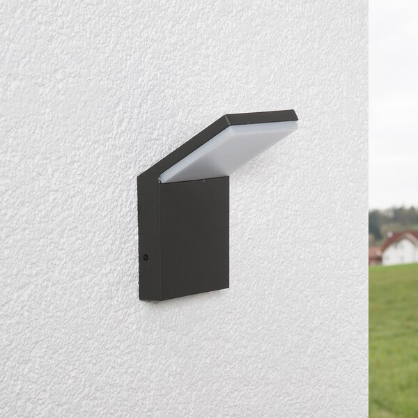 Lucande LED lampă de perete pentru exterior Nevio, 17 cm, antracit, aluminiu, Negru, Metal, Modern
