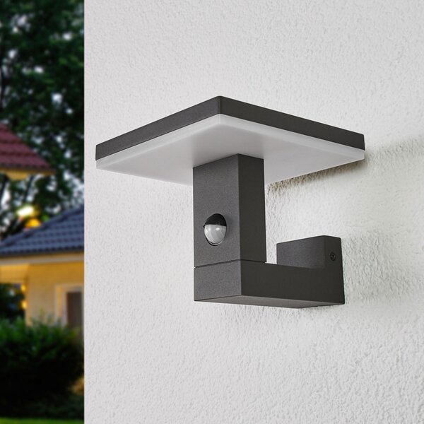Lucande LED lumina de perete în aer liber Olesia, 15 cm, senzor, IP54, Negru, Aluminiu, Modern