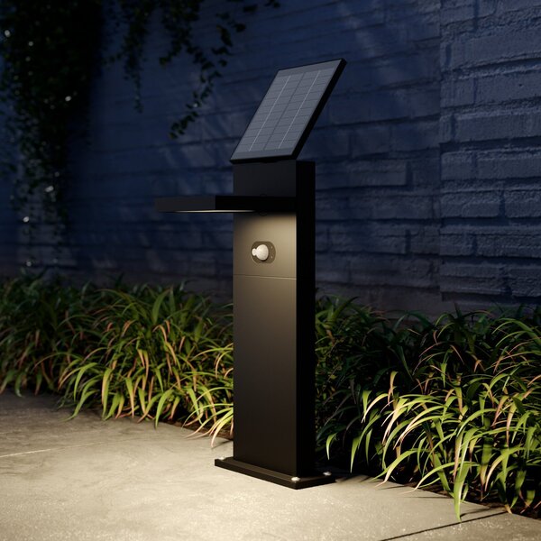 Lucande LED lampă cu undă solară Silvan, 60 cm, senzor, antracit, Negru, Aluminiu, Modern, Lumini solare