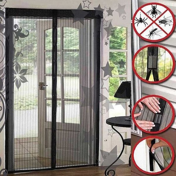 Perdea magnetica anti insecte si tantari, neagra. Plasa anti-tantari