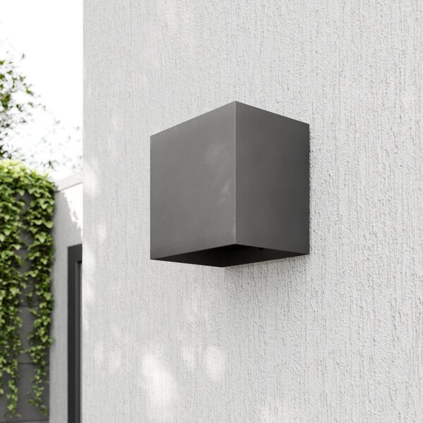 Lucande LED lampă de perete pentru exterior Evie, 14 cm, antracit, sus/jos, Gri, Aluminiu, Modern