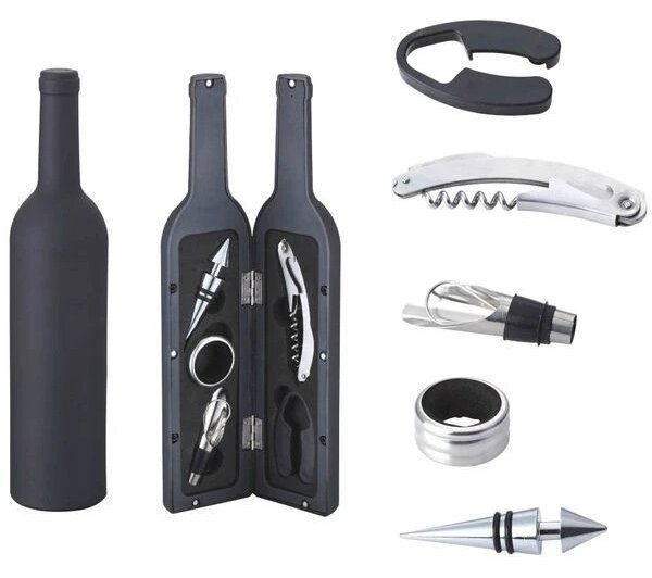 Set Exclusiv 6 Accesorii pentru Vin – Eleganta si Rafinament intr-o Cutie Sticla