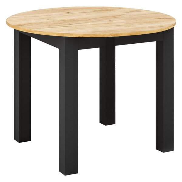 KONDELA Masă de sufragerie extensibilă, stejar craft auriu/negru, 103-142x76 cm, HARRY