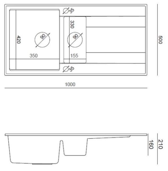 Quadron Evan chiuveta graniteq 100x50 cm alb HQE510050U1_PVDG1_P2O