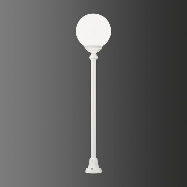 LCD Lampă de trotuar 1132 cu abajur sferic, alb, Alb, Metal, Antichitate, glob