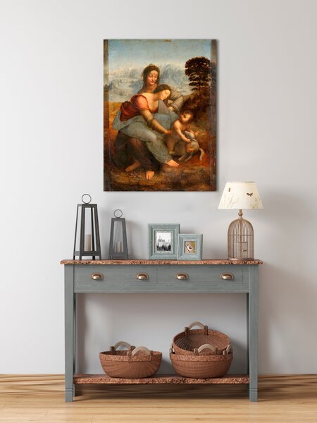 Tablou canvas Leonardo da Vinci - Sfânta Familie cu Sfânta Ana - 30x50 cm