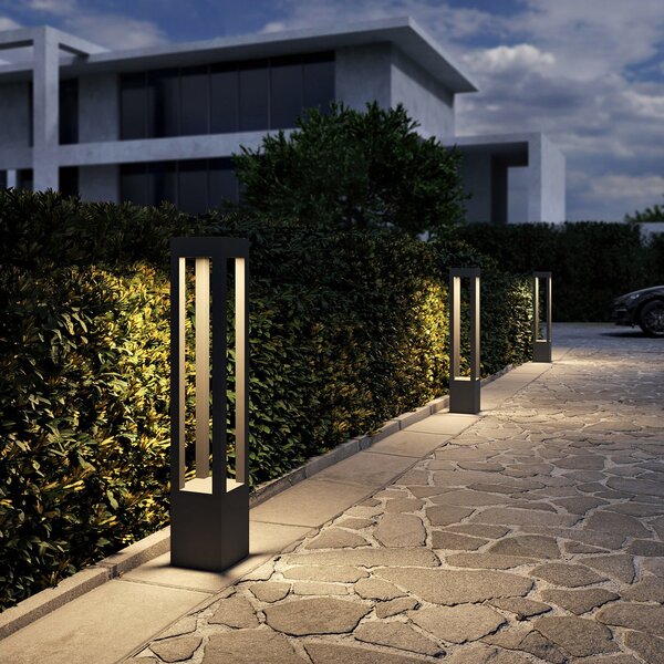 Arcchio Lampă LED stâlpișor Lienna, 90 cm, gri, metal, IP65, Gri, Aluminiu, Modern