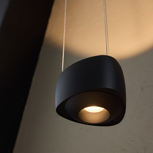 LOOM DESIGN Lampă suspendată LED Air, negru, 13 cm, aluminiu, reglabil, Negru, Camera de zi / sufragerie, Aluminiu, Modern