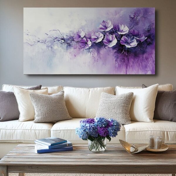 Tablou de perete poezie violet | finisată de mâna artistului - 40x80 cm