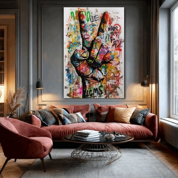 Tablou de perete PEACE HAND | Pânză italiană - 60x90 cm