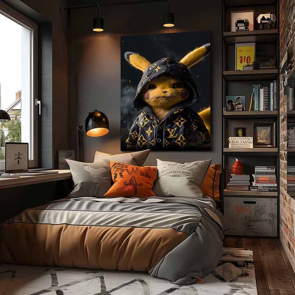 Tablou de perete PIKACHU: Regele Streetwear | Pânză italiană - 60x90 cm