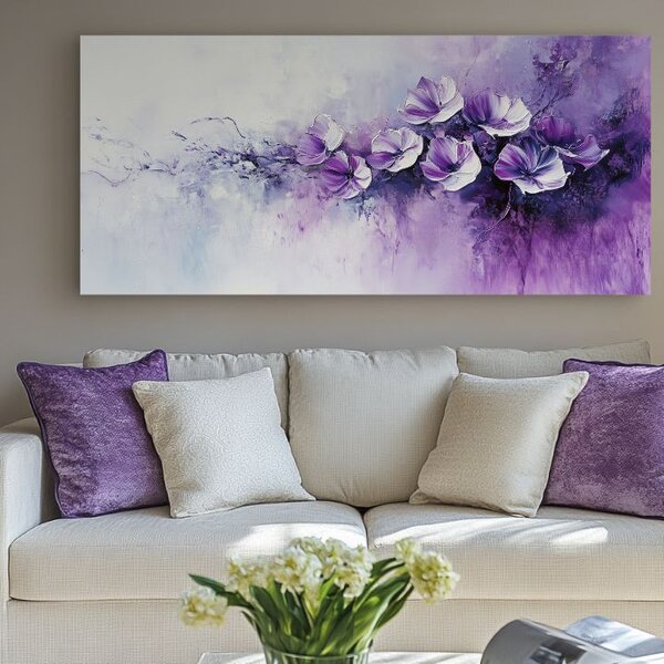 Tablou de perete poezie violet | finisată de mâna artistului - 40x80 cm