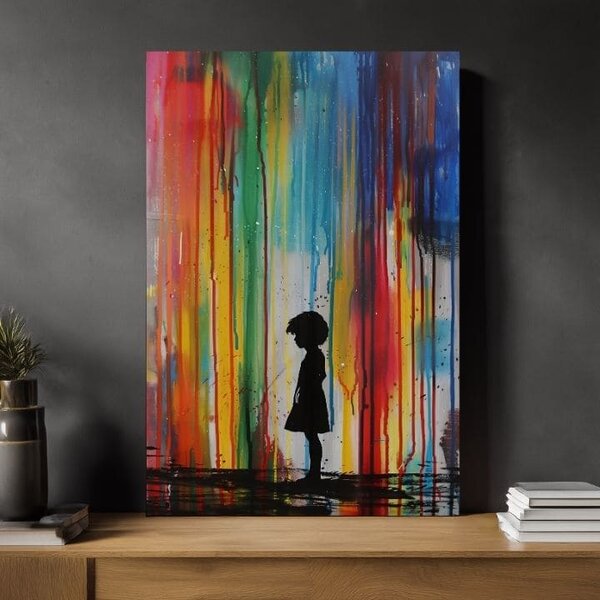 Tablou de perete RAINBOW SILHOUETTE pe panza | Structură pictată - 60x90 cm