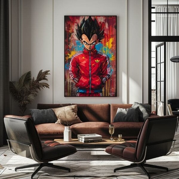 Tablou de perete SAIYAN: Puterea Războinicului | finisată de mâna artistului - 60x90 cm