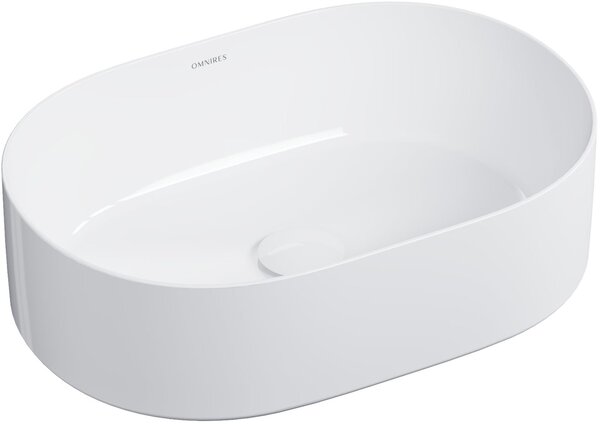 Omnires Mesa lavoar 46x31 cm ovale de blat alb luciu MESA460BP