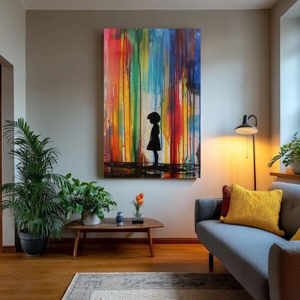 Tablou de perete RAINBOW SILHOUETTE pe panza | Structură pictată - 60x90 cm